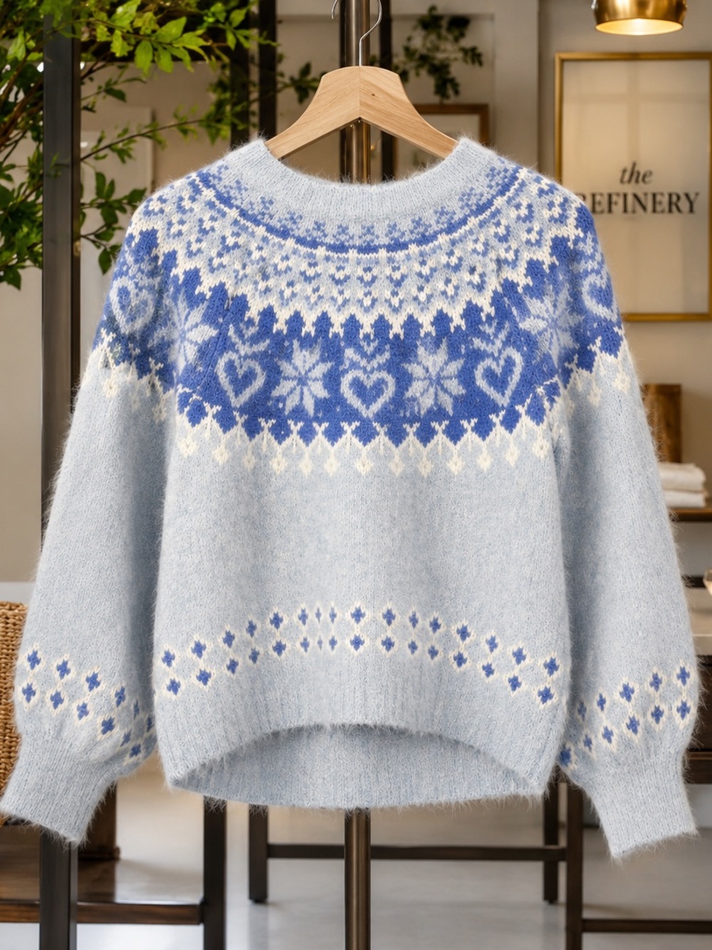 ALTAR’D STATE- Fairisle Oversized Sweater Blue Sz Small